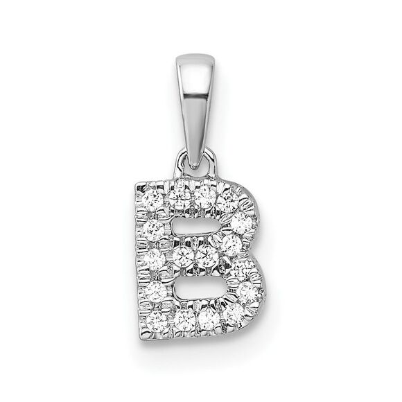 Kazi Luxury 14K White Gold Diamond Letter B Initial with Bail Pendant